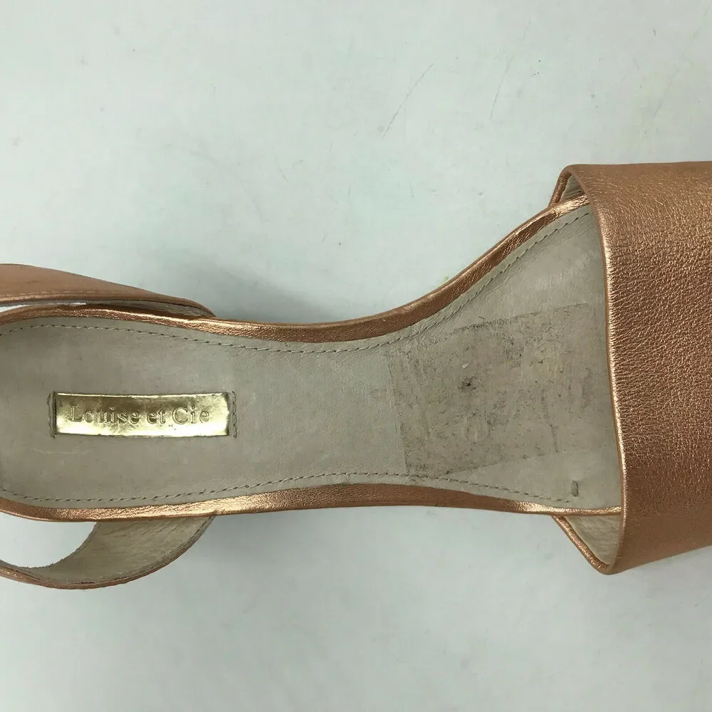Louise et Cie Women's 9M Lo Punya Wedge Sandals Ankle Strap Rose Gold
